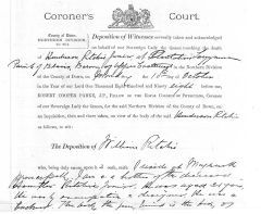 Coroner William Ritchie's deposition - Click to enlarge